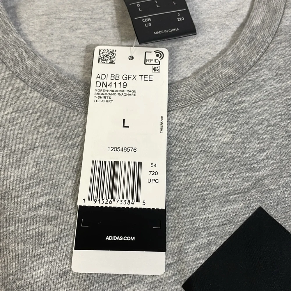 NWT! Adidas Climalite Basketball Gray Black Spellout T-Shirt Large Short Sleeves